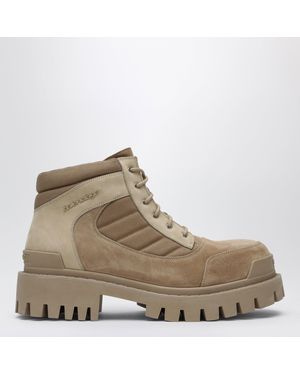 Balenciaga Sand-Colored Nubuck Combat Strike Boots - Brown