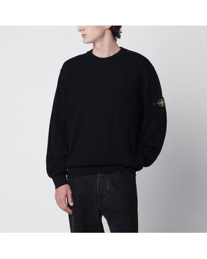 Stone Island Marineblauer Rundhalspullover Aus Baumwolle - Schwarz