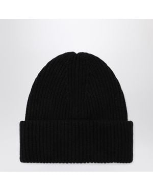 Almada Label Bonnet Noir En Laine Et Cachemire