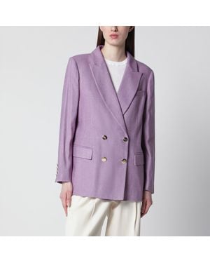 VI TO VI Lilac Double-Breasted Silk Jacket - Purple