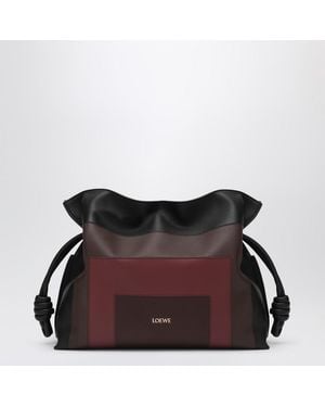 Loewe Borsa flamenco clutch media black/burgundy - Marrone