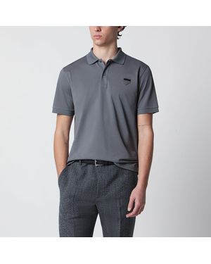 Prada Steel Cotton Piqué Polo Shirt - Grey