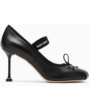 Miu Miu Leather Court Shoes - Black