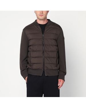 Moncler Cardigan With Padded Nylon Knit Sleeves - Black
