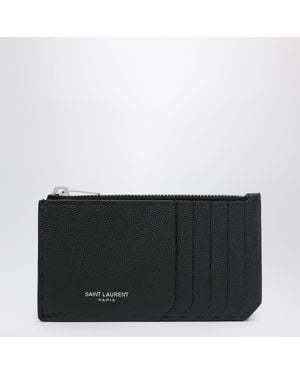 Saint Laurent Porte-Cartes Fragments Noir Avec Fermeture Zippée