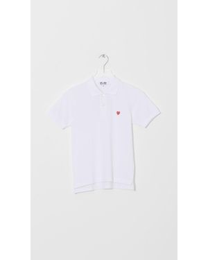 COMME DES GARÇONS PLAY Cotton Polo With Red Emblem - White