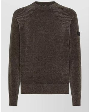 Peuterey Crew Neck Sweater Long Sleeves Ribbed Trims - Brown