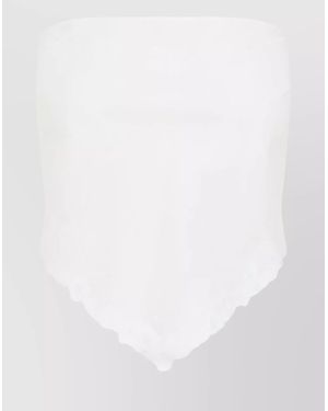 Miu Miu Linen Blend Strapless Crop Top - White