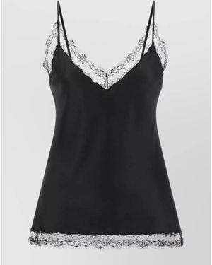Ermanno Scervino Silk Lace-Trim Lingerie Top - Black