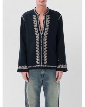 Isabel Marant Cizalie Cotton Gauze Shirt Serafino Neckline - Blue