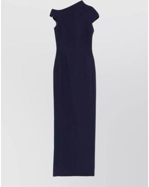 Solace London Arion Maxi Dress Asymmetric Neckline Tailoring - Blue