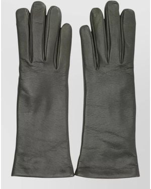 Restelli Leather Long Gloves Five Finger Design - Black