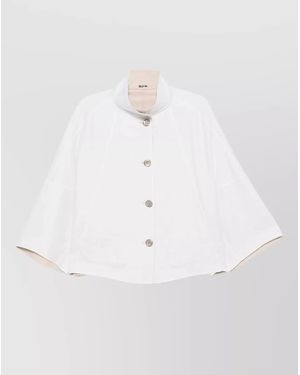 Moorer Omnia Dwb Coat High Collar Wide Sleeves - White