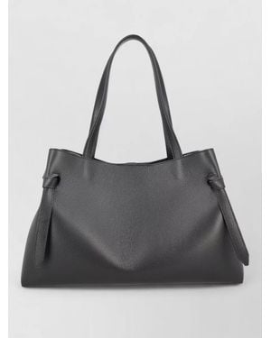 Yuzefi Gyoza Leather Tote Bag Dual Handles - Black