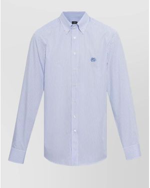 Etro Striped Cotton Button-Up Shirt - Blue