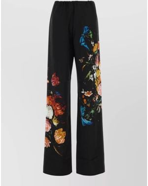 Dries Van Noten Satin Wide-Leg Pants - Black