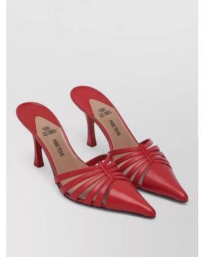 Paris Texas Mules Pointed Toe Strappy Design Footwear - Red