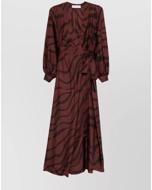 Raquel Diniz Wrap Dress With Long Sleeves And Tie Waist - Purple