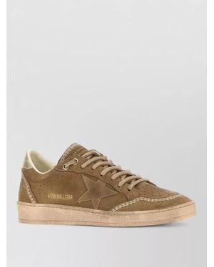 Golden Goose Suede Ball Star Lace Up Low Trainers - Brown