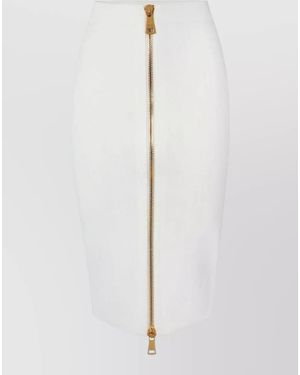 Elisabetta Franchi Midi Dress Bodycon Fit High Waist - White