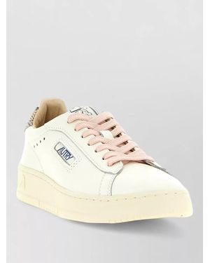 Autry Dallas Low Lace Up Sneakers Snakeskin Detail - Natural