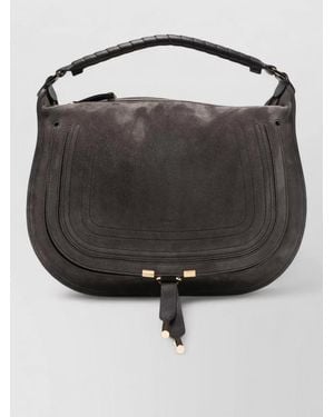 Chloé Marcie Sude Leather Shoulder Bag - Black