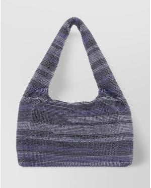 Kara Crystal Mesh Mini Shoulder Bag - Blue