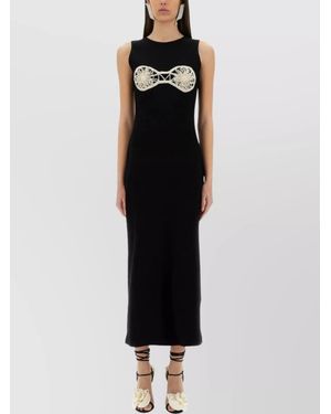 Magda Butrym Ankle Length Crochet Bra Dress - Black