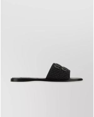 Miu Miu Raffia Slides & Flip Flops - Black