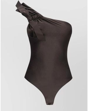 Zimmermann One-Shoulder Halterneck Gathered One-Piece Swimsuit - Grey