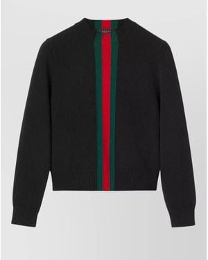 Gucci Colour Block Crew Neck Knitwear Long Sleeves - Black