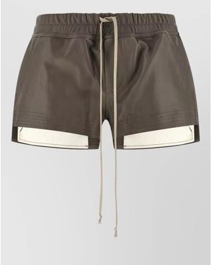 Rick Owens Lamb Leather Drawstring Shorts - Grey