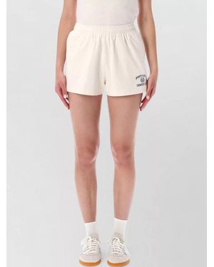 Sporty & Rich Cotton Varsity Mid-Length Shorts - White