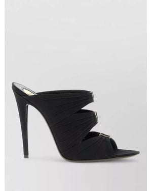 Saint Laurent Emilie Mules Open Toe Stiletto Heel - Black