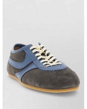 Dries Van Noten Suede Low Top Trainers Contrast Panels - Blue