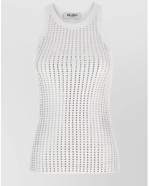 The Attico Crystal Embellished Ribbed Sleeveless Top - White