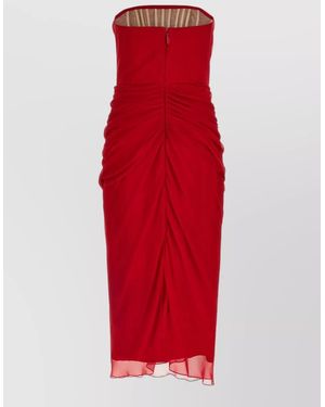 Carolina Herrera Silk Chiffon Midi Dress - Red