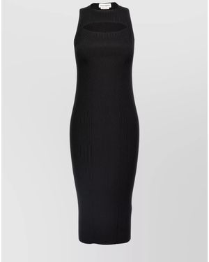 McQueen Ribbed Midi Dress - Black