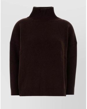 Weekend by Maxmara Borgia Turtleneck Wool Sweater With Dropped Shoulders - Black
