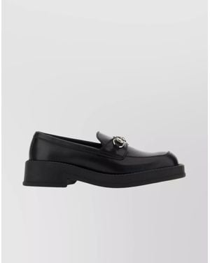 Gucci Leather Loafers With Low Block Heel - Black