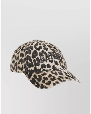 Ganni Organic Cotton Leopard-Print Baseball Cap - Black