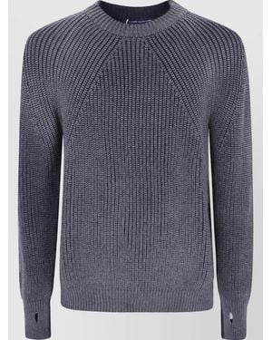 Comme des Garçons Wool Two Tone Round Neck Sweater - Blue