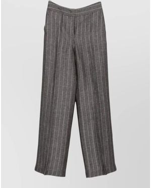 Via Masini 80 High Waist Pinstripe Trousers Wide Leg - Grey