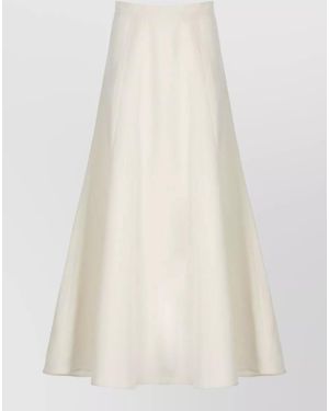 Woolrich High Waisted Midi Skirt Linen Blend - White
