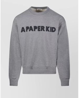 A PAPER KID Printed Crew Neck Long Sleeve Sweatshirt - Gray