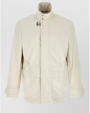Brunello Cucinelli Hooded Jacket Adjustable Cuffs High Collar - Natural