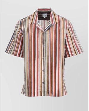 Paul Smith Striped Short-Sleeve Regular-Fit Shirt - Red