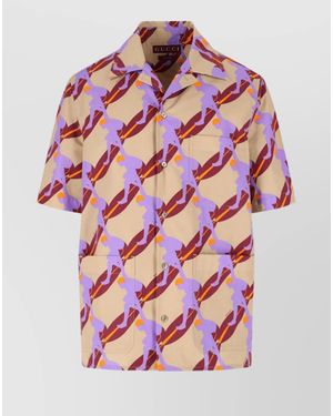 Gucci Printed Cotton Relaxed-Fit Short-Sleeve Bowling Shirt - Pink