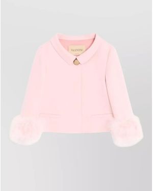 Valentino Garavani Jacket Collar Detail Cropped Length Faux Fur Cuffs - Pink