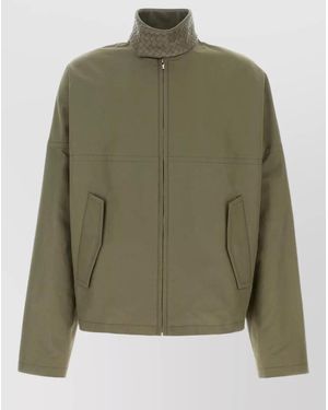 Bottega Veneta Cotton Jacket High Collar Quilted Detail - Green